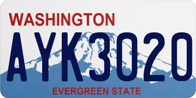 WA license plate AYK3020