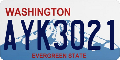 WA license plate AYK3021