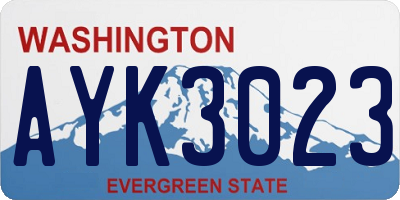 WA license plate AYK3023