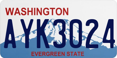 WA license plate AYK3024