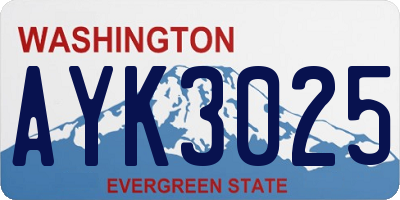 WA license plate AYK3025