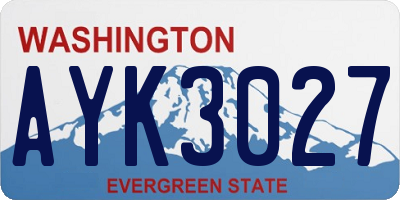 WA license plate AYK3027