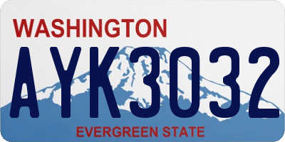 WA license plate AYK3032