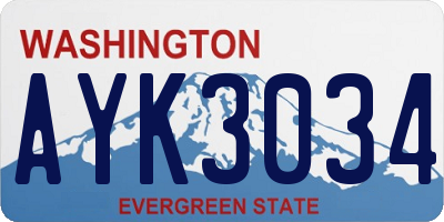 WA license plate AYK3034