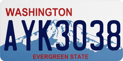 WA license plate AYK3038