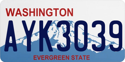 WA license plate AYK3039