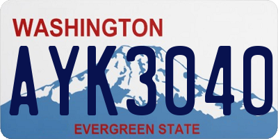 WA license plate AYK3040