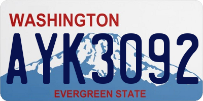 WA license plate AYK3092