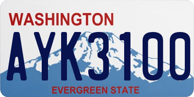WA license plate AYK3100