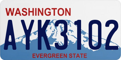 WA license plate AYK3102