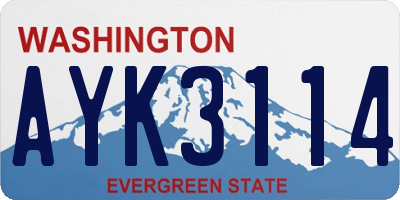 WA license plate AYK3114