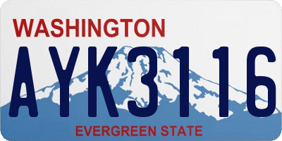 WA license plate AYK3116