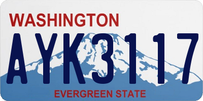 WA license plate AYK3117