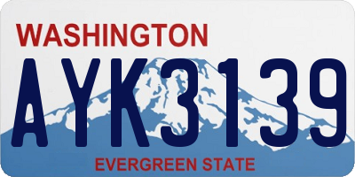 WA license plate AYK3139