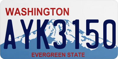 WA license plate AYK3150