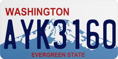 WA license plate AYK3160
