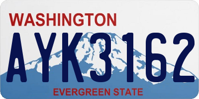 WA license plate AYK3162