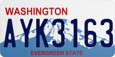 WA license plate AYK3163