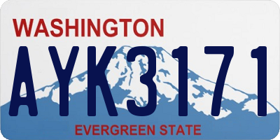 WA license plate AYK3171