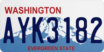 WA license plate AYK3182