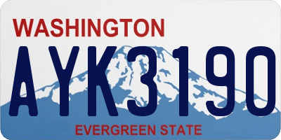 WA license plate AYK3190