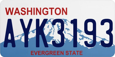 WA license plate AYK3193