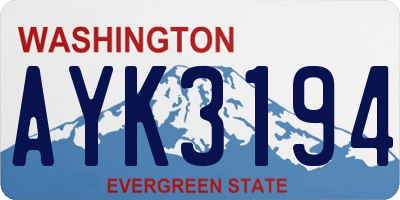 WA license plate AYK3194