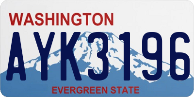 WA license plate AYK3196