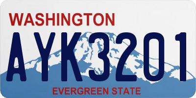 WA license plate AYK3201