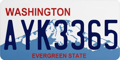 WA license plate AYK3365