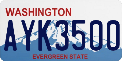 WA license plate AYK3500