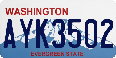 WA license plate AYK3502