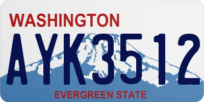 WA license plate AYK3512