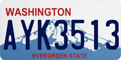 WA license plate AYK3513
