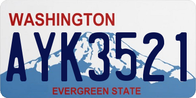 WA license plate AYK3521