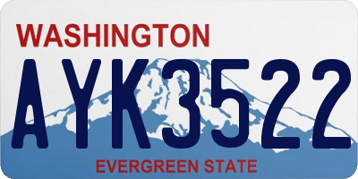 WA license plate AYK3522