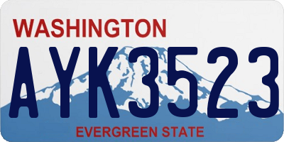WA license plate AYK3523
