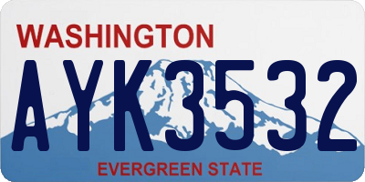 WA license plate AYK3532
