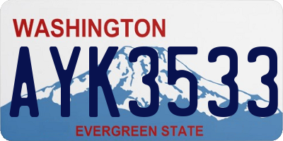 WA license plate AYK3533