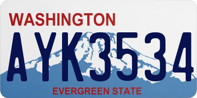 WA license plate AYK3534