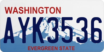 WA license plate AYK3536
