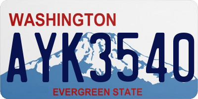 WA license plate AYK3540