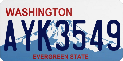 WA license plate AYK3549