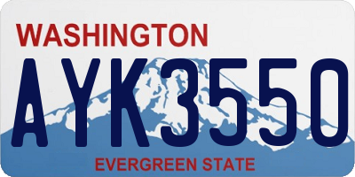 WA license plate AYK3550