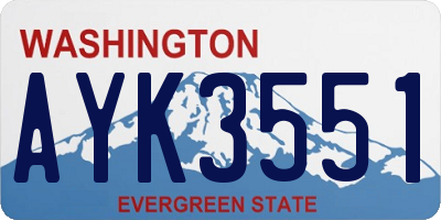 WA license plate AYK3551