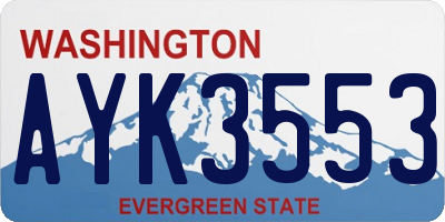 WA license plate AYK3553