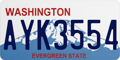 WA license plate AYK3554