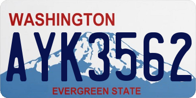 WA license plate AYK3562