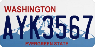 WA license plate AYK3567