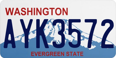 WA license plate AYK3572